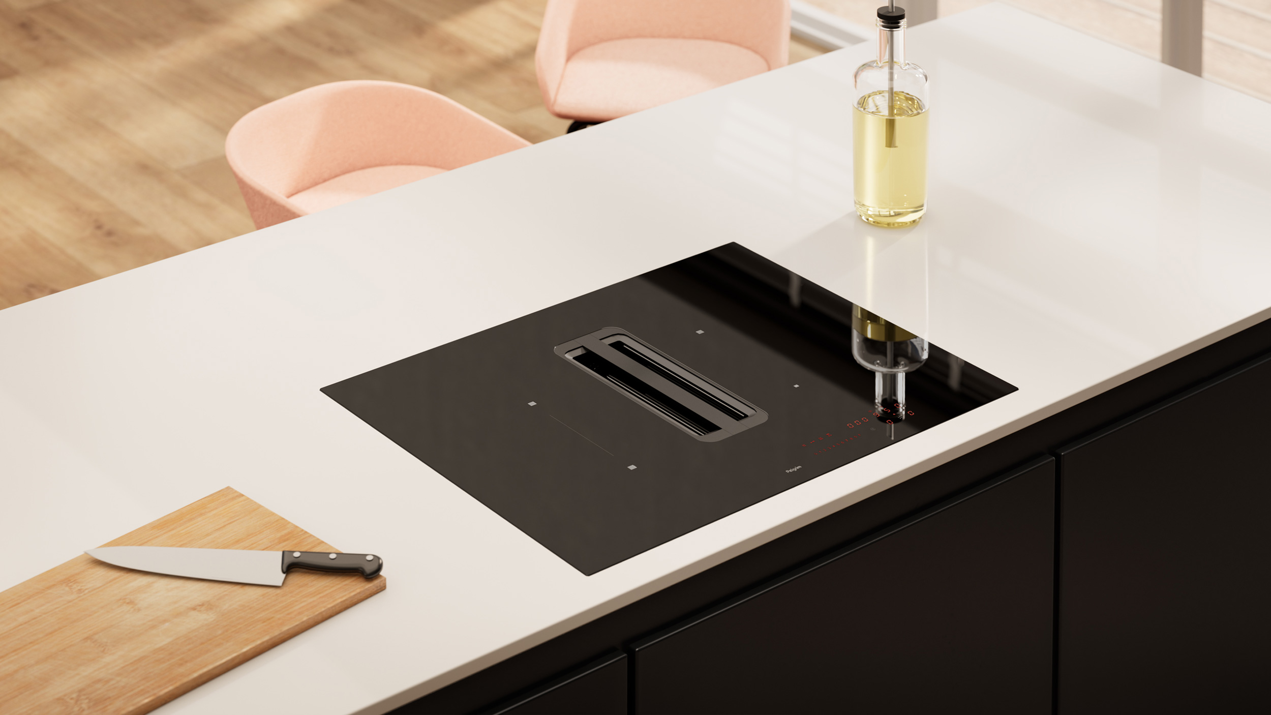 Inductie kookplaten met afzuiging Foto Inductie kookplaten met afzuiging